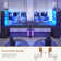 Barbarino Computer Desk With 5 Drawers And Bookshelf Led Lights For Small Spaces