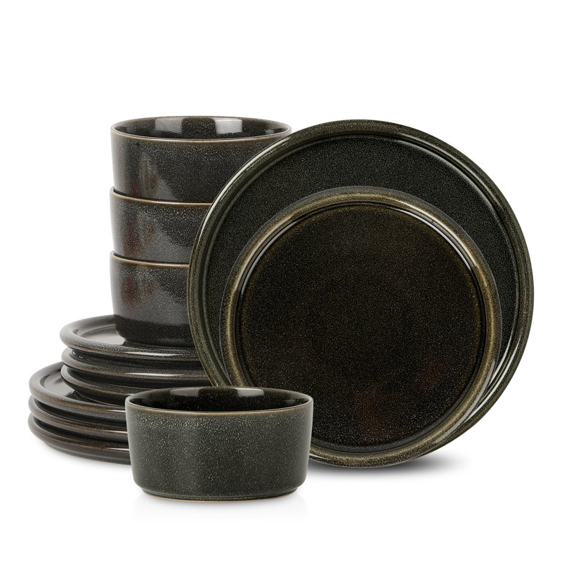 Stone Lain Eden 12-Piece Dinnerware Set Stoneware, Gray
