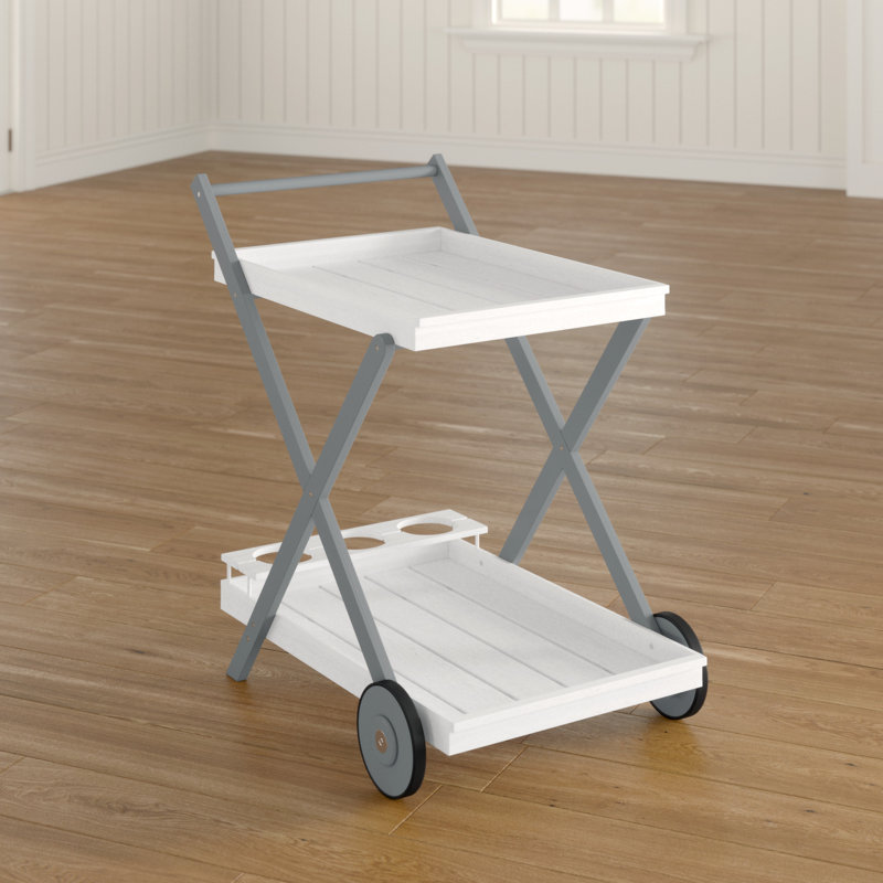 Osier Solid Wood Bar Cart, Grey