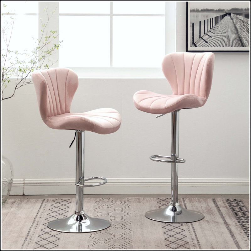 Ensemble de 2 tabourets pivotants réglables Ellston, Pink