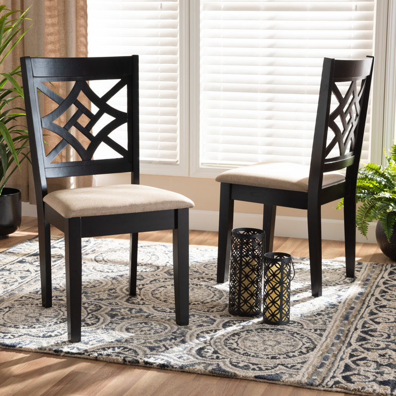 Bazil Solid Wood Dining Chair, Sand, Black