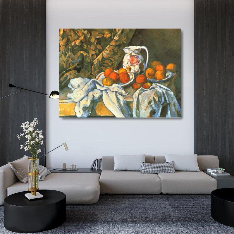 Nature morte avec rideau et pichet, H 35 po x l 48 po