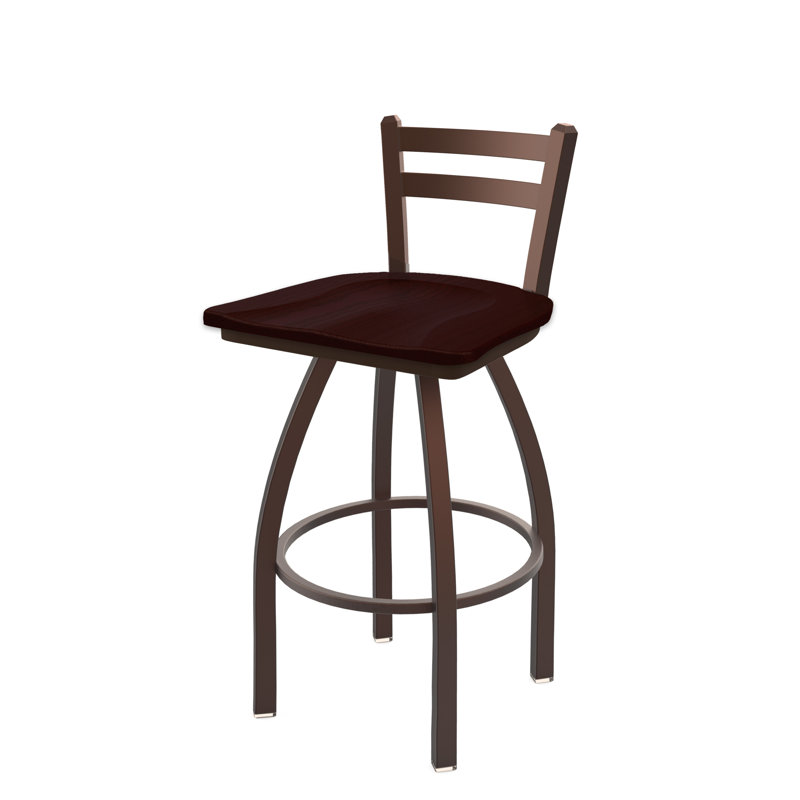411 Jackie Low Back Swivel Bar & Counter Stool, Bronze, Wood-Dark Cherry Oak, Counter Stool (25” Seat Height)