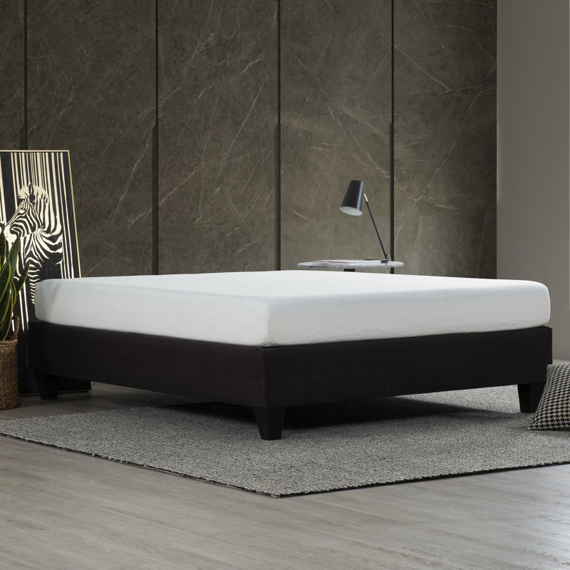 Lit plateforme tapissier gris foncé