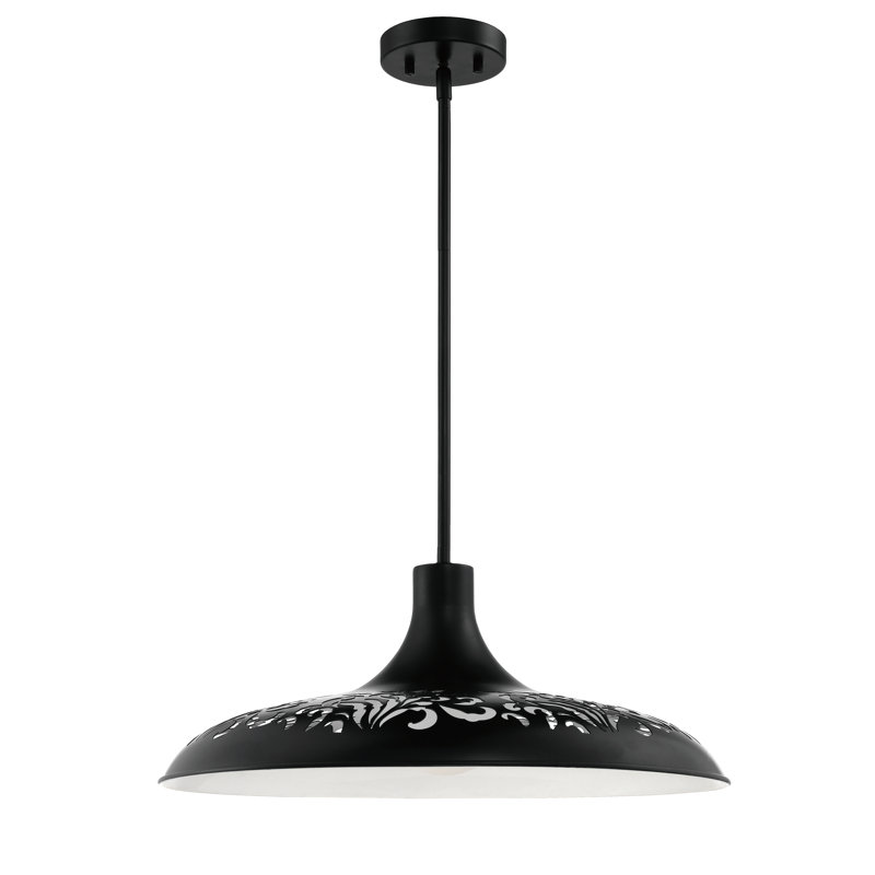Luminaire suspendu en dome à 1 lumière, Noir