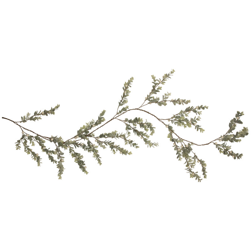 Guirlande de Noël 5 pi avec baies blanches et eucalyptus - non éclairée