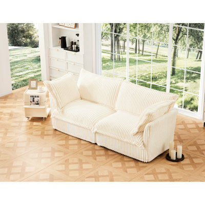 Deep Seat 2 Corduroy - Comfy, Upholstered Cushion, Detachable Cover, Cream Corduroy,