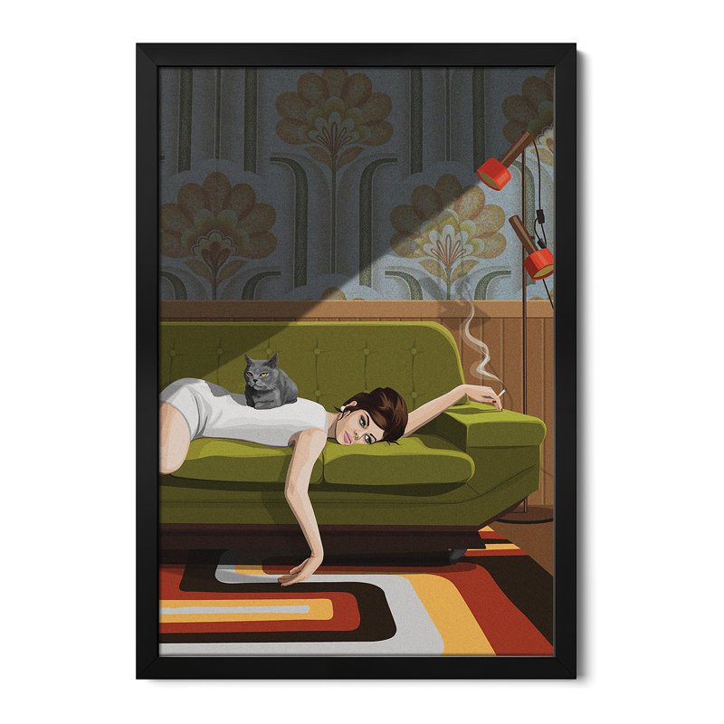 Waiting Game Premium Framed Poster by ArtCatIllustrated, 32" H x 24" W