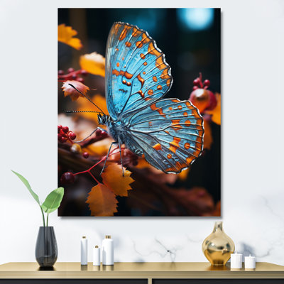 Imprimé papillon turquoise - jaune