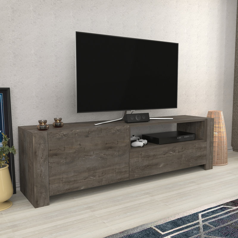 Meuble télé pour téléviseur de 70 po ou moins Unzueta, Café foncé