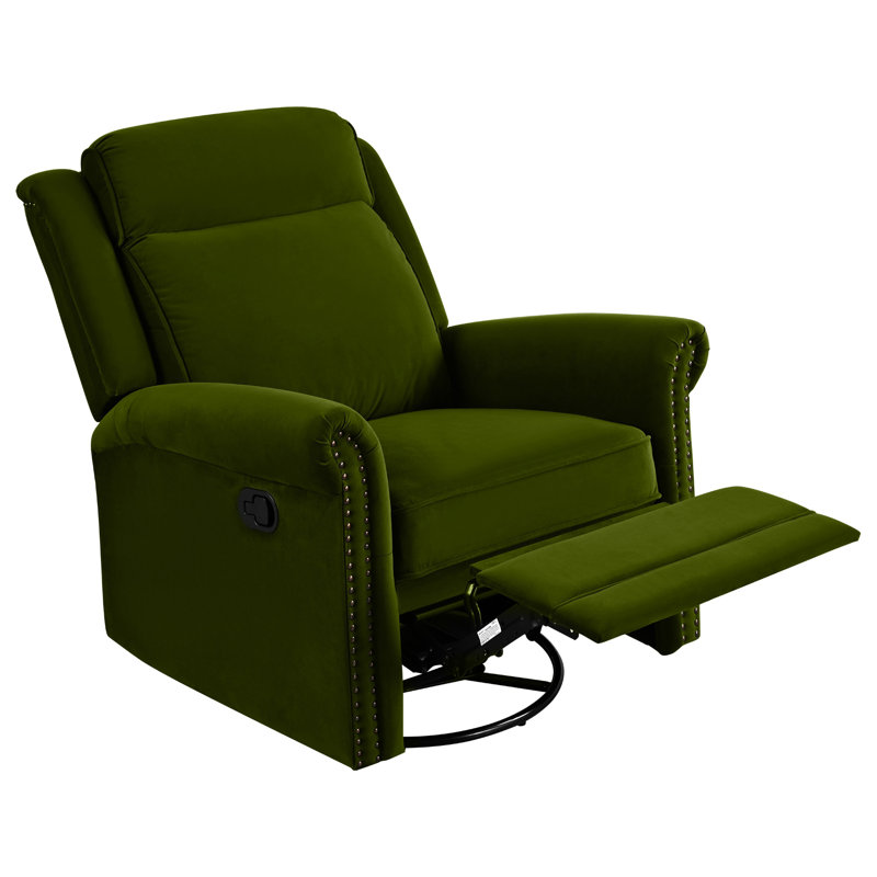 Fauteuil à bascule pivotant à 360 ° avec fauteuil berçant manuel inclinable manuel et inclinable avec dossier réglable, Vert