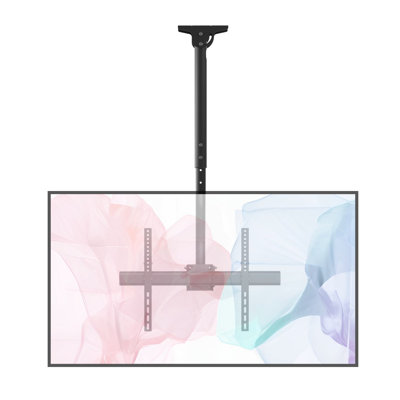 Premium Tilt & Swivel Ceiling TV Mount for 37″–90″ Screens – Extendable Pole, 360° Swivel, +0°/–25° Tilt, Holds 110 lbs