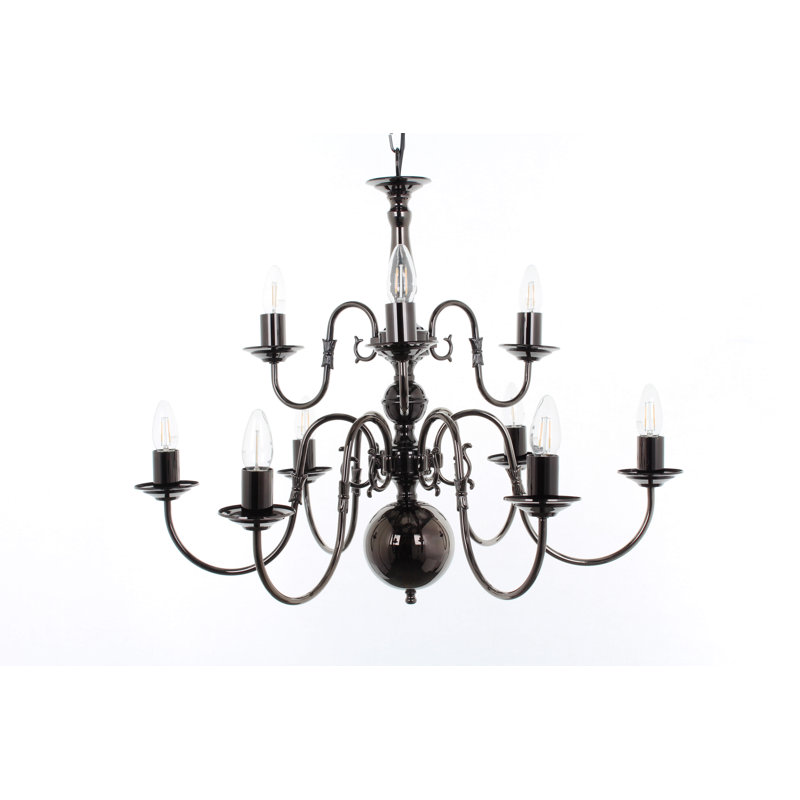 Roosevelt 9 - Light Candle Style Chandelier, Gunmetal