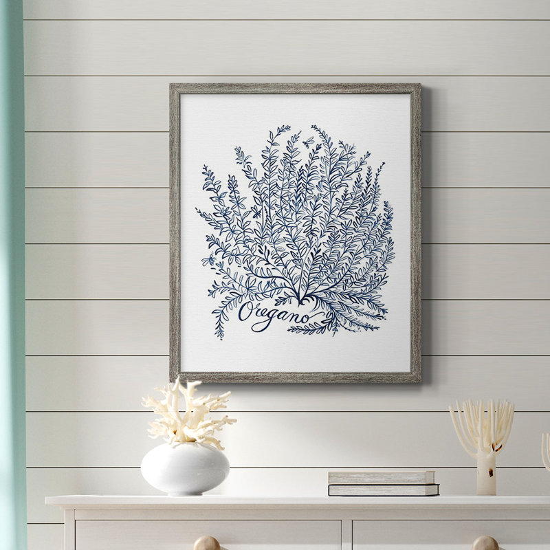 Toile encadrée de qualité supérieure Summer Herb Garden Sketches II - prête à être accrochée, Argent patiné