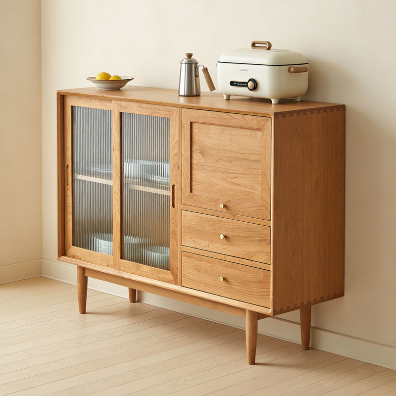 Solid wood multi-functional storage sideboard, 37.41" H x 47.24" W x 15.74" D