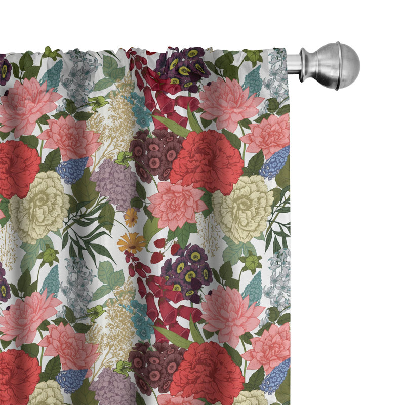 Floral Semi-Sheer Rod Pocket Curtain Panels, 28" x 84"