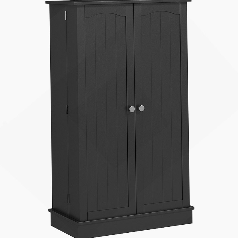Garde-manger avec tablettes réglables, portes, Noir