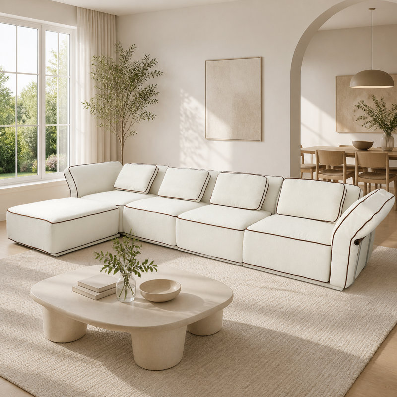 Canapé modulaire en L Adonia Penrith, White Boucle