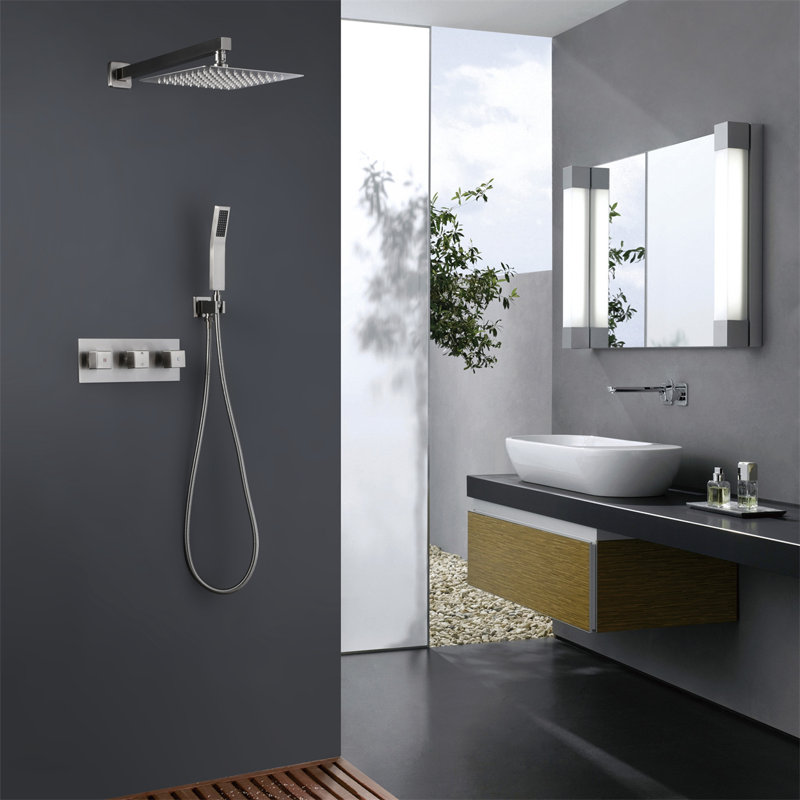 Double système de douche complet, Nickel brossé