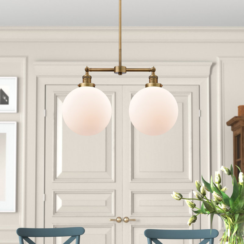 Oliver 2 - Light Kitchen Island Pendant, Matte White, Brushed Brass