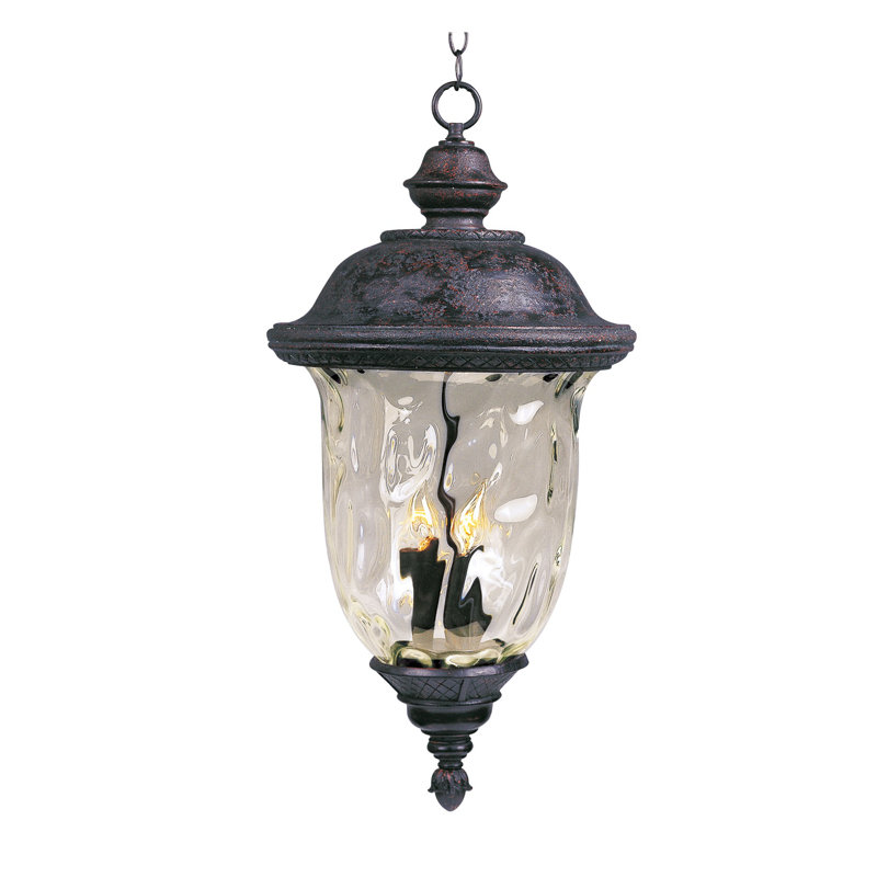 Islington Oriental Bronze 3 -Bulb Outdoor Hanging Lantern, 28" H x 14" W x 14" D