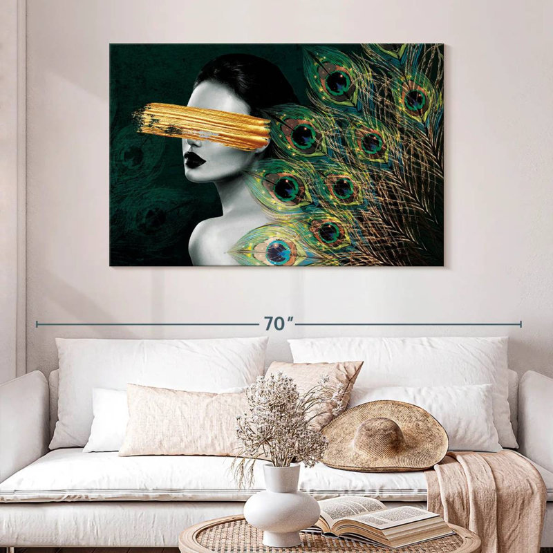 Coup de pinceau Leisha Lady Peacock Gold, H 32 po x l 48 po