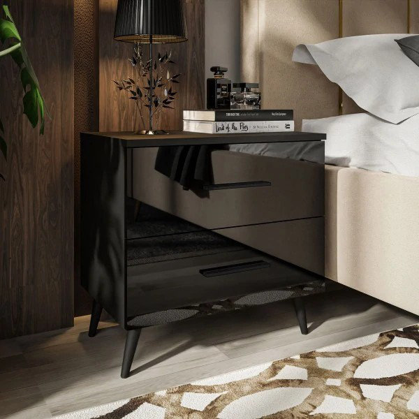 Ovolo 55cm W Bedside Table, Black