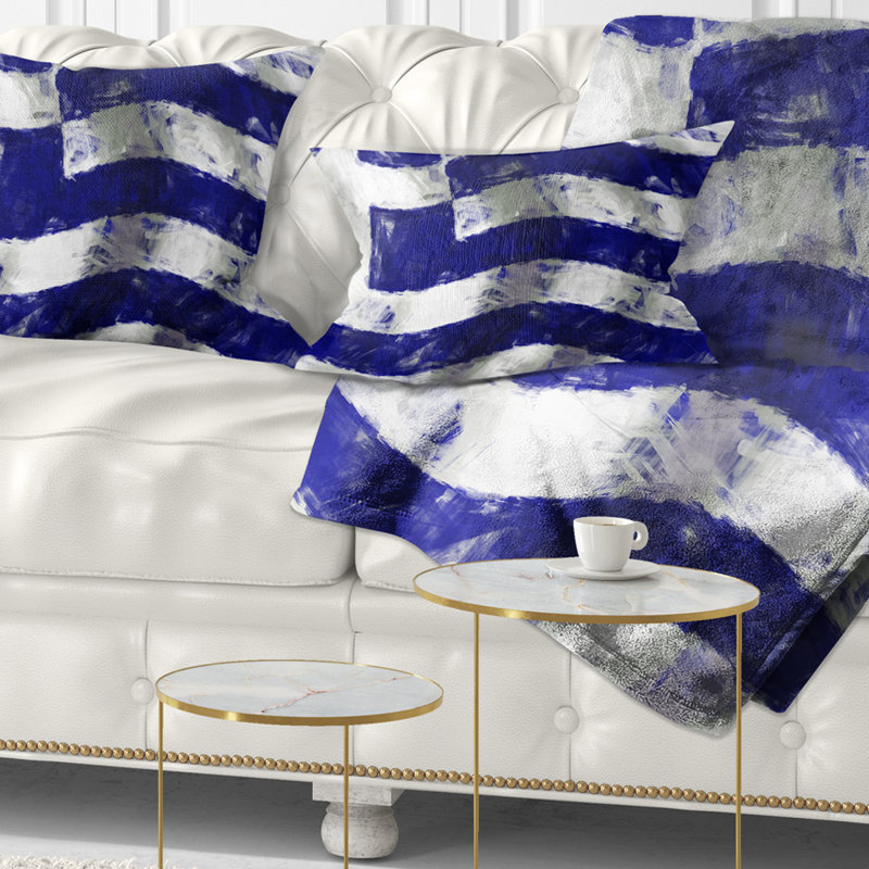 Drapeau de la Grèce - Coussin décoratif imprimé de cartes et drapeaux, Rectangulaire, 12 po x 20 po