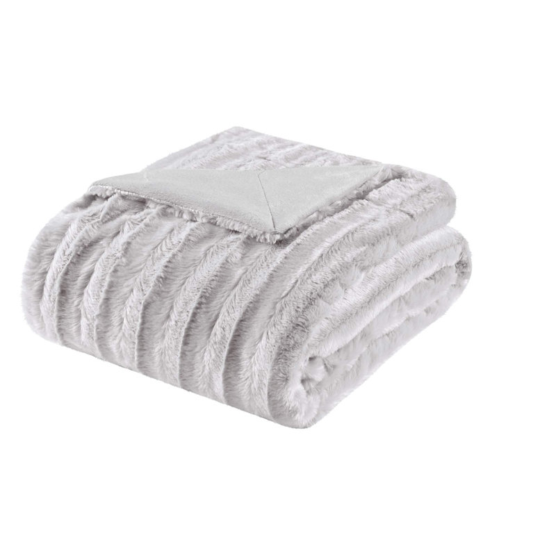 Jeté en fourrure Duke 50 po x 60 po, Gris