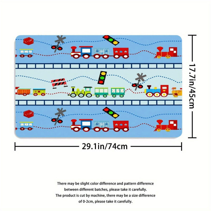 Ensemble de 3 tapis de salle de bain à motif de train coloré
