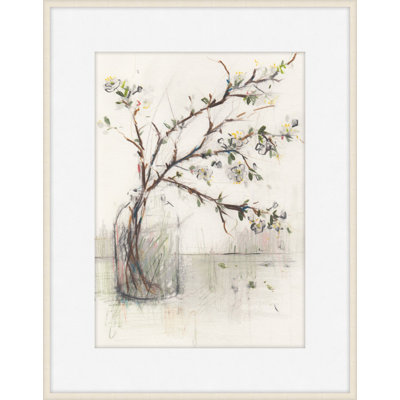 Hedgerow Blossom In A Vase 1 Print by Claudia Lowry
