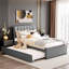 Lit plateforme tapissier classique avec gigogne et éclairage DEL Smart Teddy-1154335189-1154335146