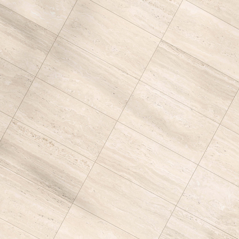 Colosseum Polished 12x24 Porcelain Floor & Wall Travertine Look Tile (11.63 Sq. Ft./Case), Ivory