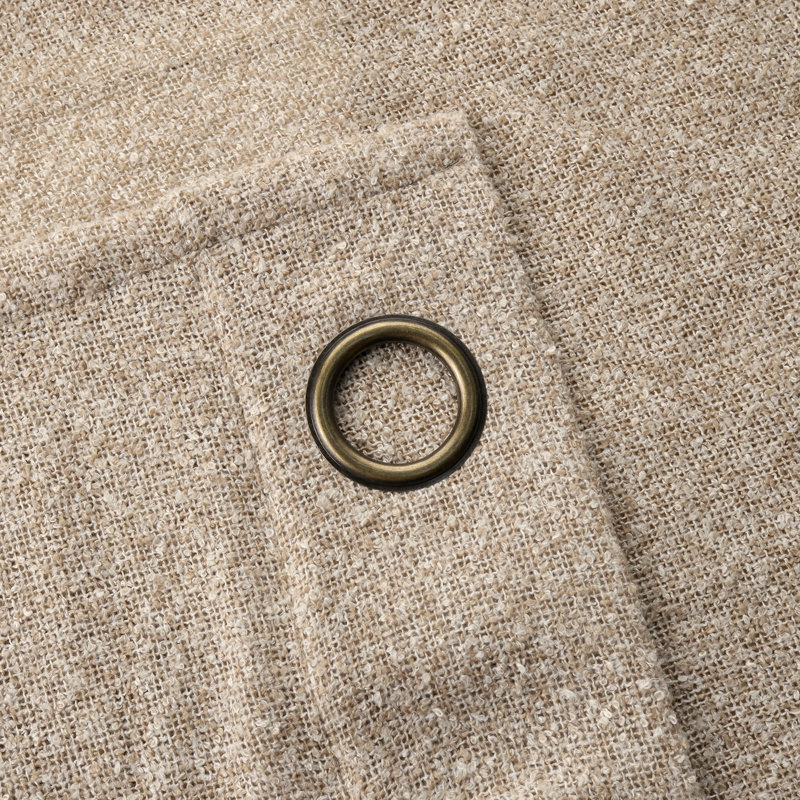 Weave Textured Cotton Linen Blend Grommet Semi Sheer Curtains, 52" W x 96" L, Light Coffee