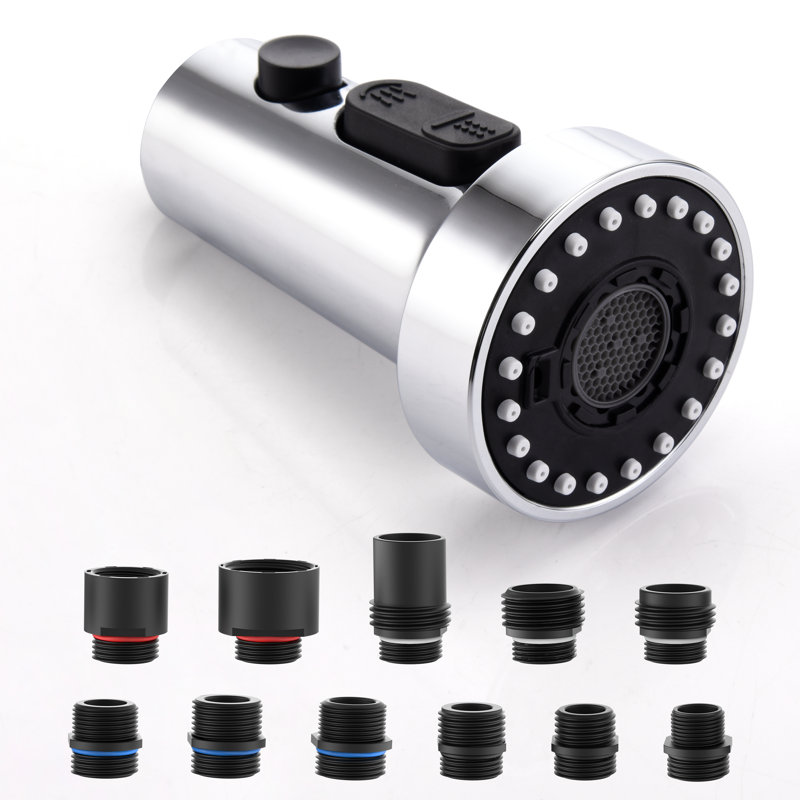 Pièces de rechange pour douchette extractible pour robinet de cuisine 3 modes avec 11 adaptateurs, Chrome
