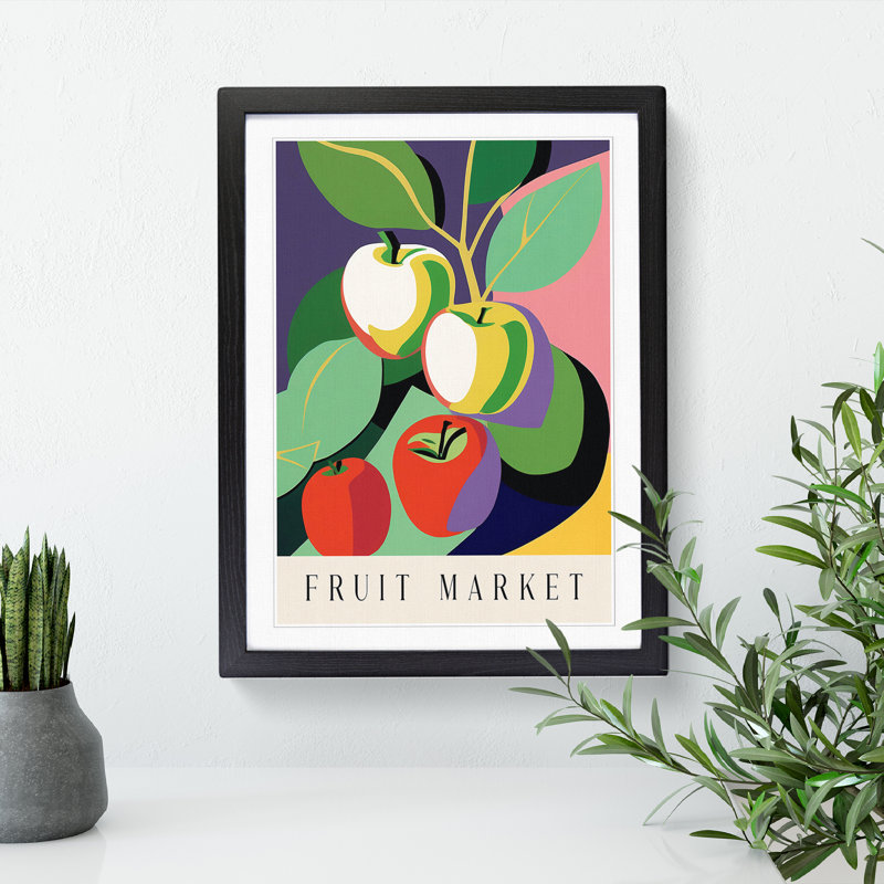 Apple Fruit Market Exhibition Vol.8 - Single Picture Frame Print on Wood, 64cm H x 46cm W x 2cm D