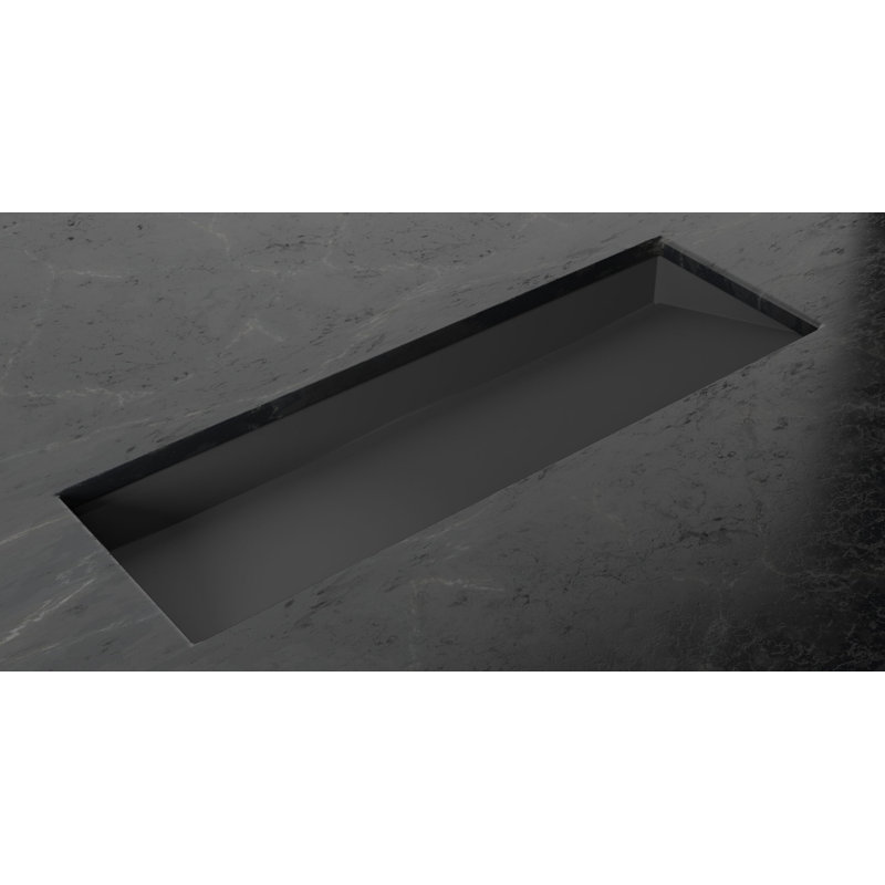 Lavabo de salle de bain encastré en résine 48 po x 16,1 po Badeloft UB-04-XL-MBLK, Noir mat