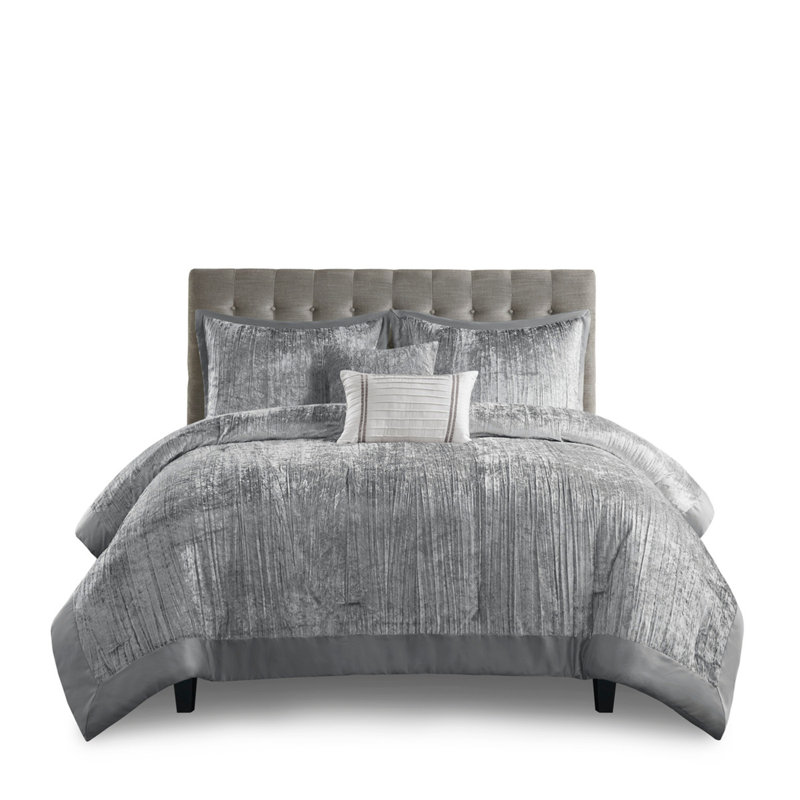 Crushed Sherpa Reversible Comforter Set, Champagne, Full Comforter + 2 Shams