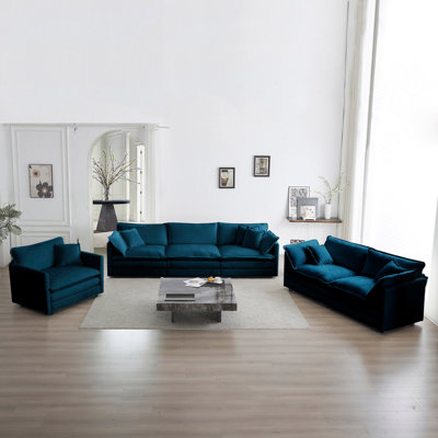 3 Piece Set Extra Deep Seat Sectional Sofa For Living Room by Latitude Run