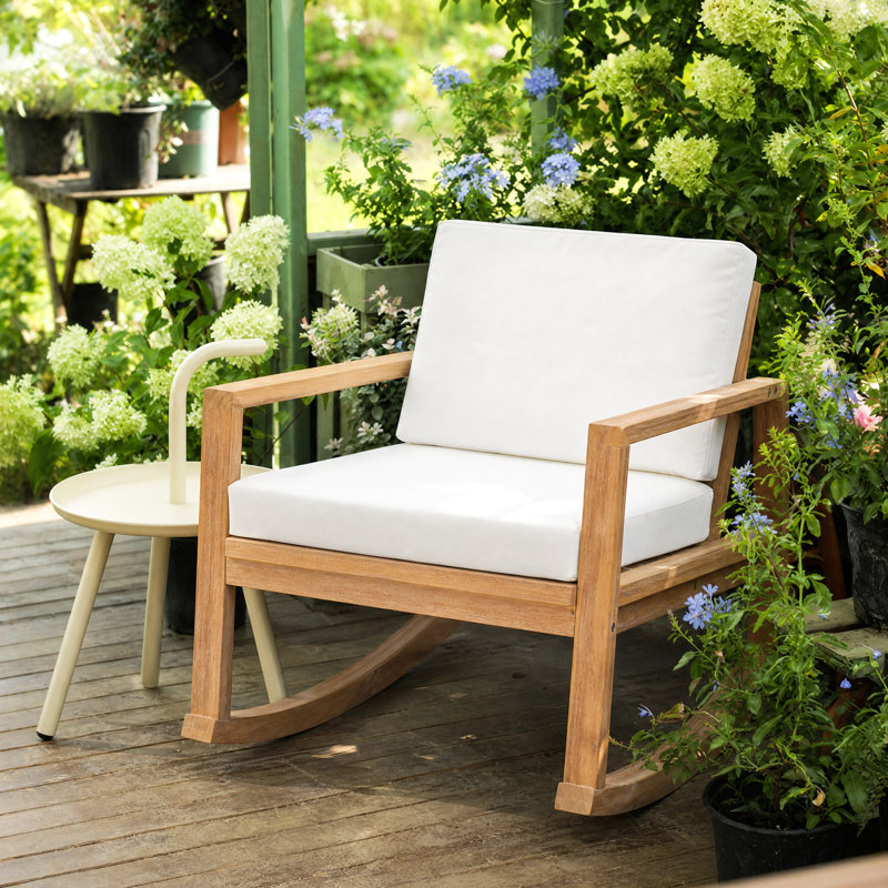 Chaise berçante d'extérieur en bois d'acacia Elira, 1