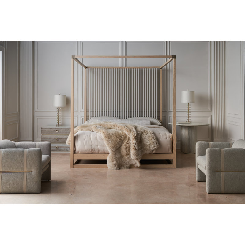 Pinstripe Solid Wood Canopy Bed, Queen