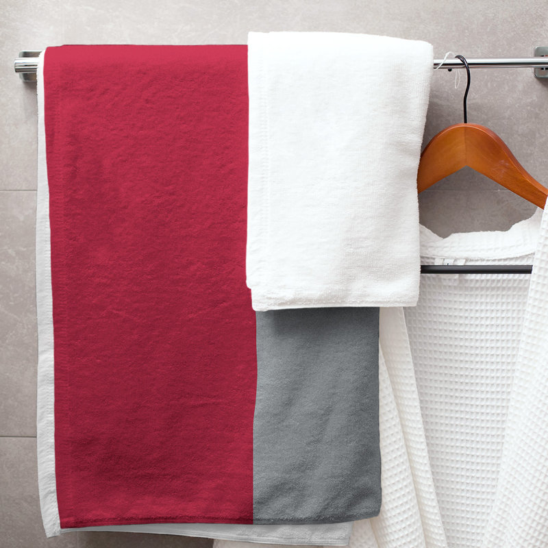 Bath Towel, Burgundy/Gray Middle