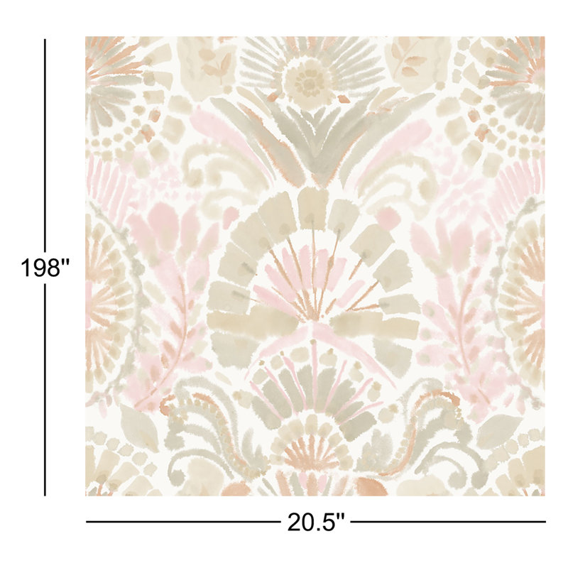 Gernhard 16.5' L x 20.5" W Peel and Stick Wallpaper Roll, 16.5" L x 20.5" W, Wandering Rose