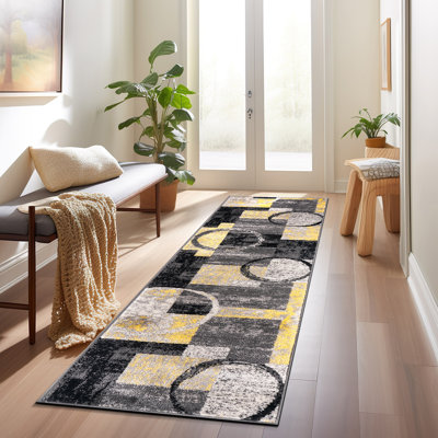Bionda Geometric Yellow/Black/Gray Area Rug