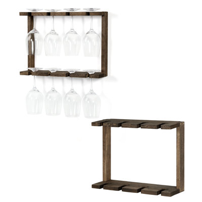 Maltina Wall Mounted Wine Glass Rack in Brown