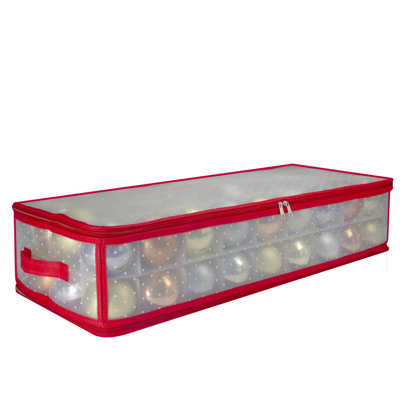 Boîte de rangement de Noël 29 po avec fermeture à glissière transparente - pouvant contenir 80 ornements