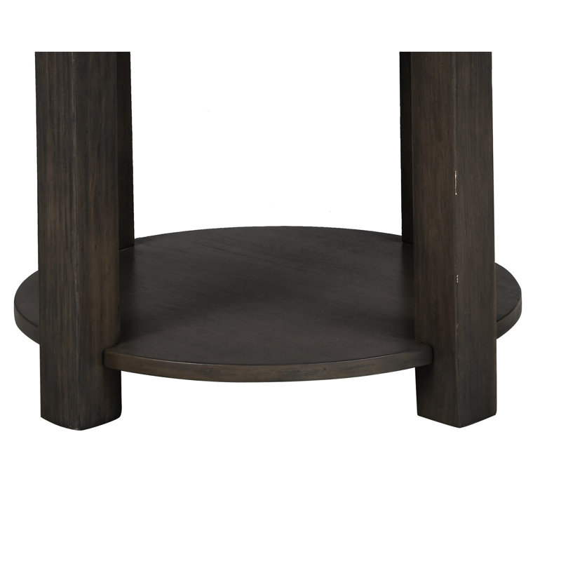 Table de bout Ports, 20 po, plateau rond et brun, pieds de table