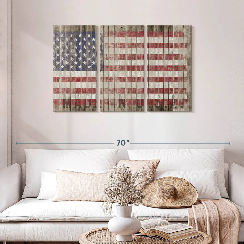 Borges American Flag Wooden Grunge, 28" H x 45" W