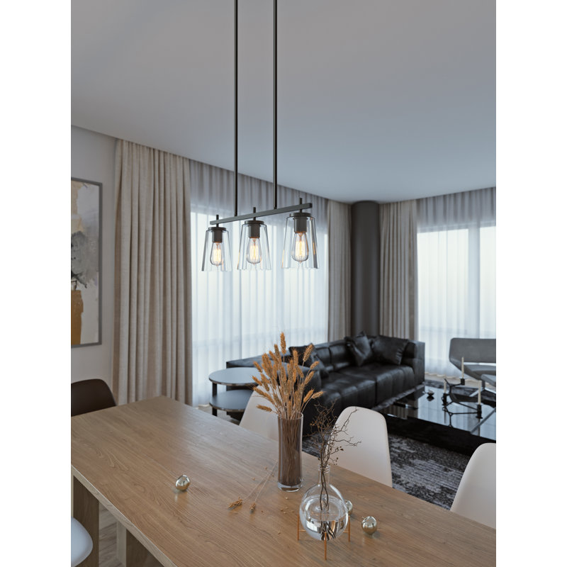 Raffaela 3 - Light Kitchen Island Pendant, Black, Clear