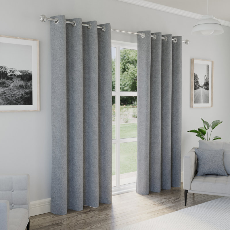 Rodenal Blackout Curtain Pair, 168cm W x 183cm L, Grey
